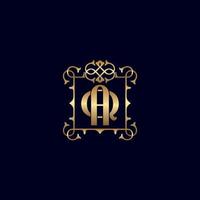 AQ or QA GOLD ORNATE ROYAL LUXURY LOGO vector