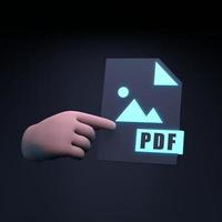 icono de archivo pdf. Ilustración de procesamiento 3d. foto