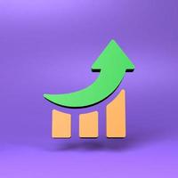 Growth graph icon. 3d render illustration. photo