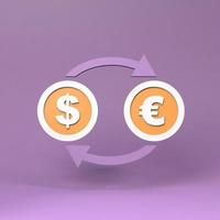 Dollar and euro conversion. 3d rendering illustration. photo