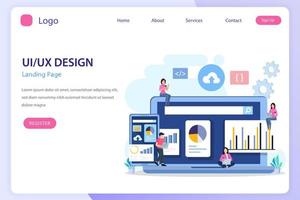 concepto de diseño ui ux, creando un diseño de aplicación, contenido y lugar de texto, ilustración vectorial vector