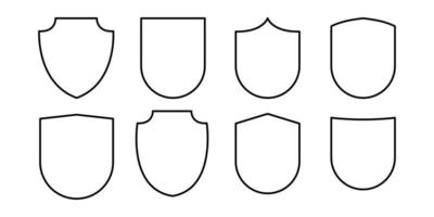 Black Line Shield Icon Set vector
