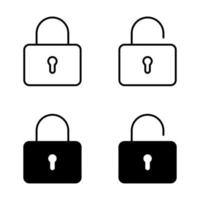 Locked Unlocked Security Icon Set vector