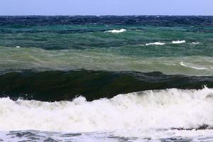 Coast of the Mediterranean Sea in the north of the State of Israel. photo