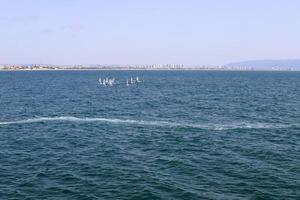 Coast of the Mediterranean Sea in the north of the State of Israel. photo