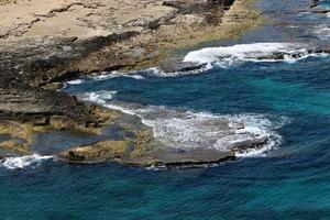 Coast of the Mediterranean Sea in the north of the State of Israel. photo
