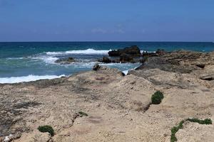 Coast of the Mediterranean Sea in the north of the State of Israel. photo