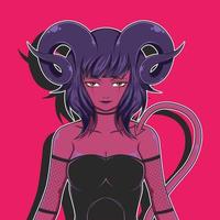 Demon Girl Character Illustration vector