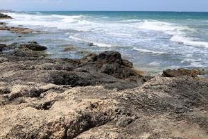 Coast of the Mediterranean Sea in the north of the State of Israel. photo
