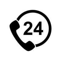 24 hours support flat icon vector