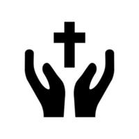 Hands with Cross vector icon