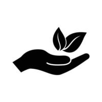 hand holds leaves icon vector