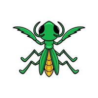 Cute little mantis cartoon character vector