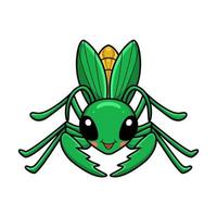 Cute little mantis cartoon character vector