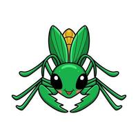 Cute little mantis cartoon character vector