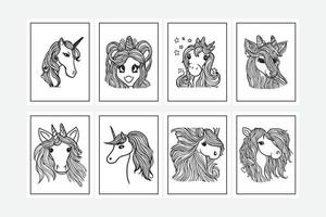 unicorn coloring pages easy design vector