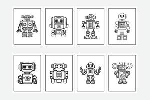 Cute robot coloring pages vector design