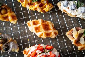 croffle - croissant waffle on plate photo