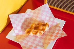 croffle - croissant waffle on plate photo