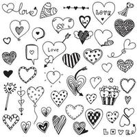 conjunto de colección de elementos de san valentín de doodle de corazón lindo dibujado a mano, forma de ilustración de vector de diseño de corazón de amor