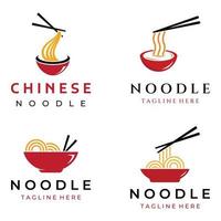 Logo design template for delicious chinese and japanese noodle soup and ramen dishes asian types of food. Logos for businesses, restaurants, cafes and shops. vector