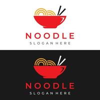 Logo design template for delicious chinese and japanese noodle soup and ramen dishes asian types of food. Logos for businesses, restaurants, cafes and shops. vector