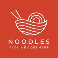 Logo design template for delicious chinese and japanese noodle soup and ramen dishes asian types of food. Logos for businesses, restaurants, cafes and shops. vector