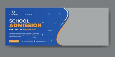 School admission web cover and banner template vector