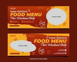 Super delicious food menu banner template design vector