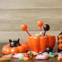 Happy Halloween day with ghost candies photo