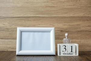 31 October calendar and frame with copy space for text. Happy Halloween day, Hello October, fall autumn season, Festive, party and holiday concept photo