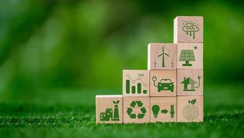 Net zero greenhouse gas emissions reduction with carbon credit concept. Reduce carbon dioxide e.g. renewable energy production improve the efficiency of transportation reduce environmental pollution. photo