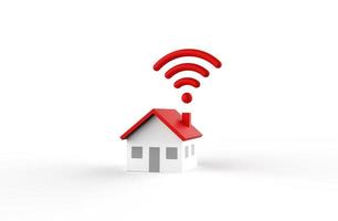 Wifi and house icon isolated on white background. 3D rendering. photo