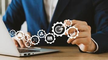 Business planning concepts, high-performance business processes and workflows and problem solving, quality control and long-term business evaluation tracking. photo