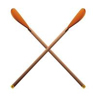 Crossed oars in realistic style. Canoe paddles. Colorful vector illustration isolated on white background.
