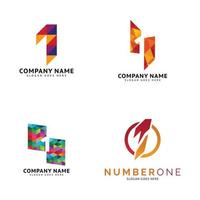 Set of Number One Icon Vector Logo Template Illustration Design