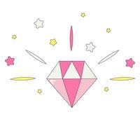 Bright Sparkling Diamond with Stars Temporary Sticker or Badge in Retro Groovy Style vector