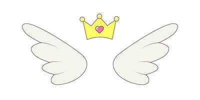 alas de ángel y corona despedida de soltera ilustración en estilo maravilloso vector