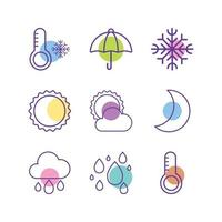 conjunto de iconos de clima colorido vector