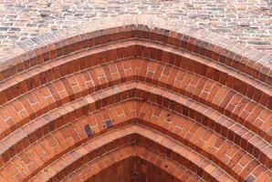 Old red rick wall. Texture of old weathered brick wall panoramic background texture photo