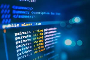 ejemplo de código fuente del lenguaje de programación c sharp en el monitor, código fuente c sharp. foto