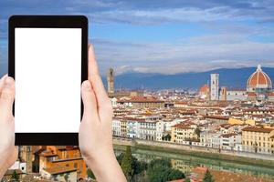 tourist photographs skyline of Florence city photo