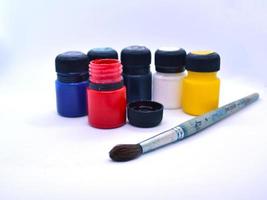 Art brush and acrylic paints photo