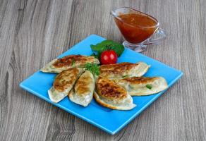 Gyoza dish view photo