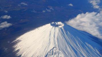 Top view angle of Mt. Fuji mountain and white snow photo