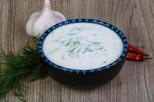 Tzatziki on wood photo