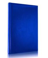 Blank blue book cover isolated on white background photo