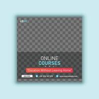 Online class social media post template and web banner design vector