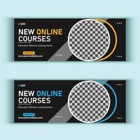 Online class courses social media cover design vector