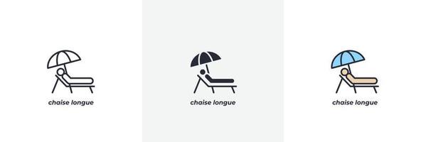 icono de chaise longue. línea, versión en color de contorno sólido y relleno, contorno y signo de vector relleno. símbolo de idea, ilustración de logotipo. gráficos vectoriales